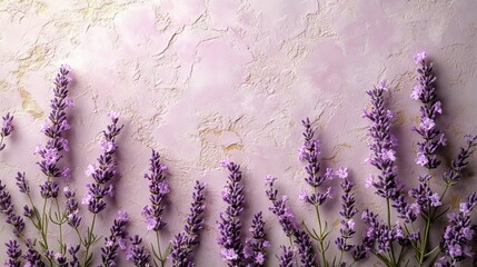 A serene arrangement of lavender flowers against a textured pastel background.