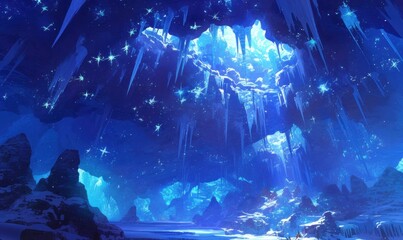 Enchanted Ice Cave with Glittering Icicles