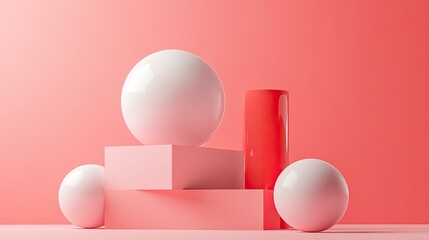 Leinwandbilder - Minimalist abstract 3D shapes in a modern design, perfect for text or branding