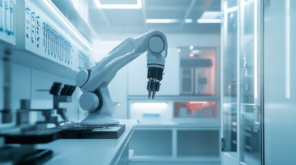Aufkleber - A robot performing automated temperature control in a modern climate control lab with clean, organized control stations and advanced temperature regulation systems, Temperature control tech style