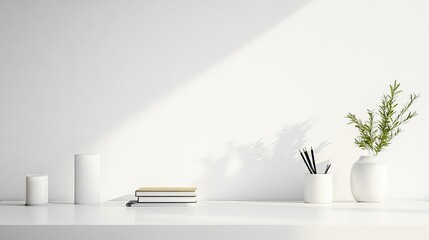 Aufkleber - Minimalist modern workspace with a clean desk and ample space for text or branding