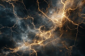Poster - Electric currents dart across the dark sky, creating luminous streaks of light that intertwine and energize the atmosphere with their vibrant intensity.