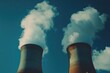 © Vii - Two industrial smokestacks emitting steam into the air