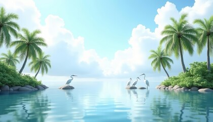 Poster -  Paradise Found  A serene tropical lagoon