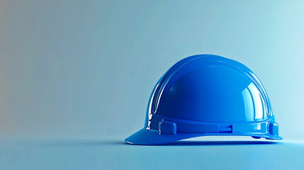 A blue safety helmet displayed on a clean, neutral background.