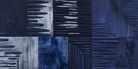 Wall Mural - Blue and White Textured Wall Panels