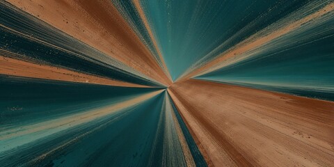 Poster - Teal and Brown Radial Stripes