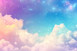 © Emongrapic - Dreamy Colorful Background with Sparkling Stars and Fluffy Clouds, Ideal for Fantasy Themes