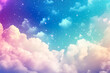 © Emongrapic - Dreamy Colorful Background with Sparkling Stars and Fluffy Clouds, Ideal for Fantasy Themes