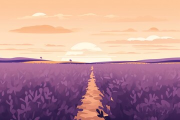 Canvas Print - lavender flower field landscape outdoors horizon.