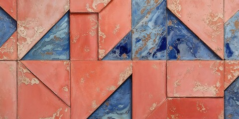 Poster - Abstract Blue and Orange Tile