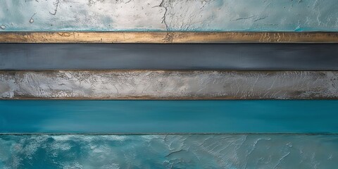 Canvas Print - Horizontal Stripes of Silver, Gray, and Teal