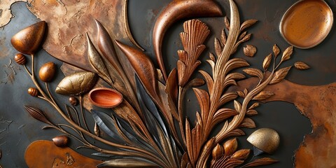 Sticker - Copper and Gold Floral Relief