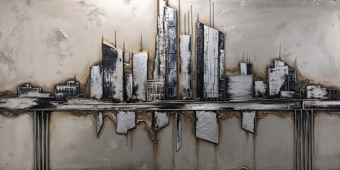 Wall Mural - City Skyline with Metallic Highlights