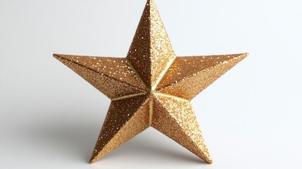 Shiny gold star decoration on a plain background