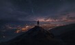 © Аrtranq - Solitude of a Stargazer Overlooking a Distant Cityscape