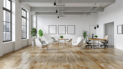 Poster - Modern workspace with minimalistic design and digital boards