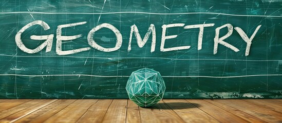 Poster - green chalkboard with the word geometry written provides a background for copy space image