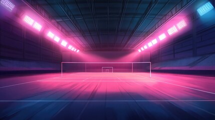 Aufkleber - Illustration of a volleyball court arena with bright stadium lights
