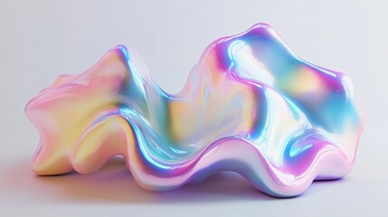 Wall Mural - Iridescent shape with fluid colors, 3D render