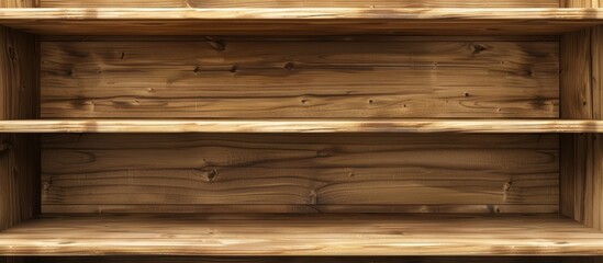 Poster - Wooden shelves with copy space image for product displays and promotions