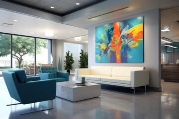 Canvas Print - Office lobby table architecture furniture.