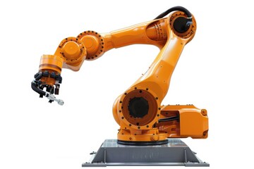 Poster - Robotic arm holding a screw, suitable for technology and industry illustrations