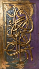 Sticker - Abstract Metal Wall Sculpture with Gold and Purple