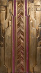 Canvas Print - Abstract Art Deco Design in Gold and Maroon