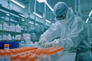 Poster - a scientist in a lab coat tinkering with a machine, likely conducting an experiment or maintenance