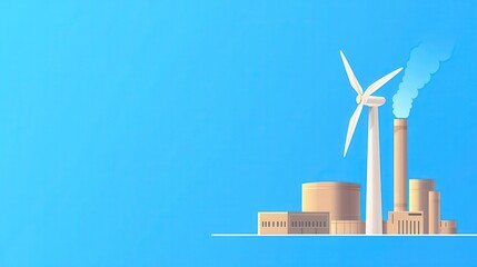 Poster - Wind Turbine Assembly in a Modern Factory Setting