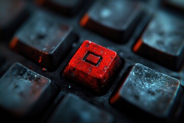 Poster - A close-up shot of a red computer keyboard, ideal for technology and business uses