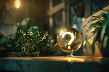 Poster - A clear glass ball with a number etched onto its surface sits on a table, perfect for use in corporate presentations or as a decorative element