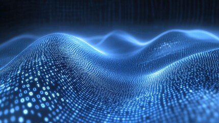Poster - Abstract wave of binary code flowing through space