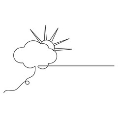 cloud single line art, continuous one line drawing of isolated outline vector icon