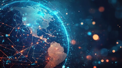 Poster - Futuristic technology background with global data transfer visuals, emphasizing speed, connectivity, and digital innovation