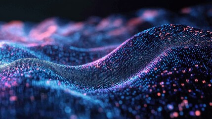Poster - Abstract wave of binary code flowing through space