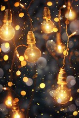 Poster - A collection of light bulbs suspended from a string, providing warm and cozy lighting