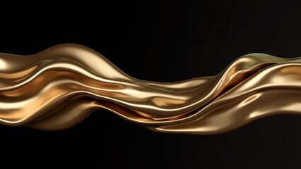Poster - Metallic Waves Flowing Over a Dark Background