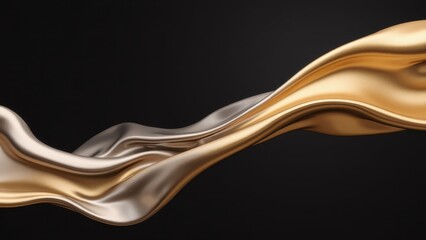 Poster - Elegant Metallic Waves on Dark Background