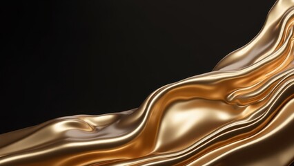 Poster - Elegant Gold Metal Wave on Dark Background