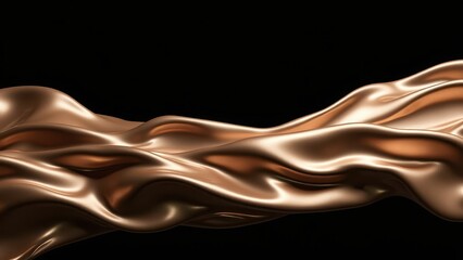 Poster - Smooth Waves of Metallic Fabric on Black Background