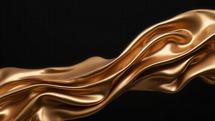 Poster - Golden Metal Wave on Black Background