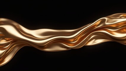 Poster - Abstract Gold Metal Wave with Copyspace Background