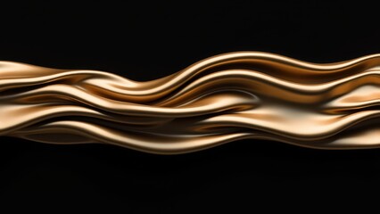 Poster - Elegant Golden Metal Waves on Black Background