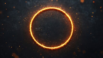 Poster - Glowing circular shape with sparks on a dark background, perfect for creative designs.