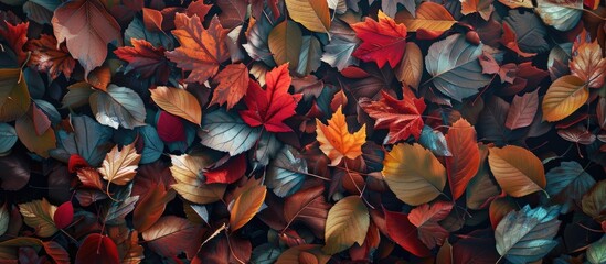 Wall Mural - Capture the beauty of colorful autumn leaves in natural light for a striking copy space image