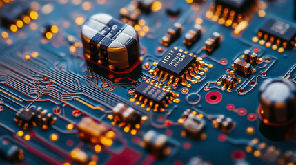 Poster - Detailed circuit board patterns illustrate the complexity of electronic components and their interconnections
