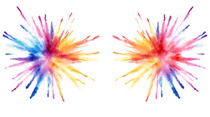 Poster - vivid paint and powder explosions on clear background generative ai