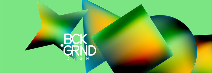 Poster - Neon color geometric shapes square triangle circle abstract background. Vector Illustration For Wallpaper, Banner, Background, Card, Book Illustration, landing page